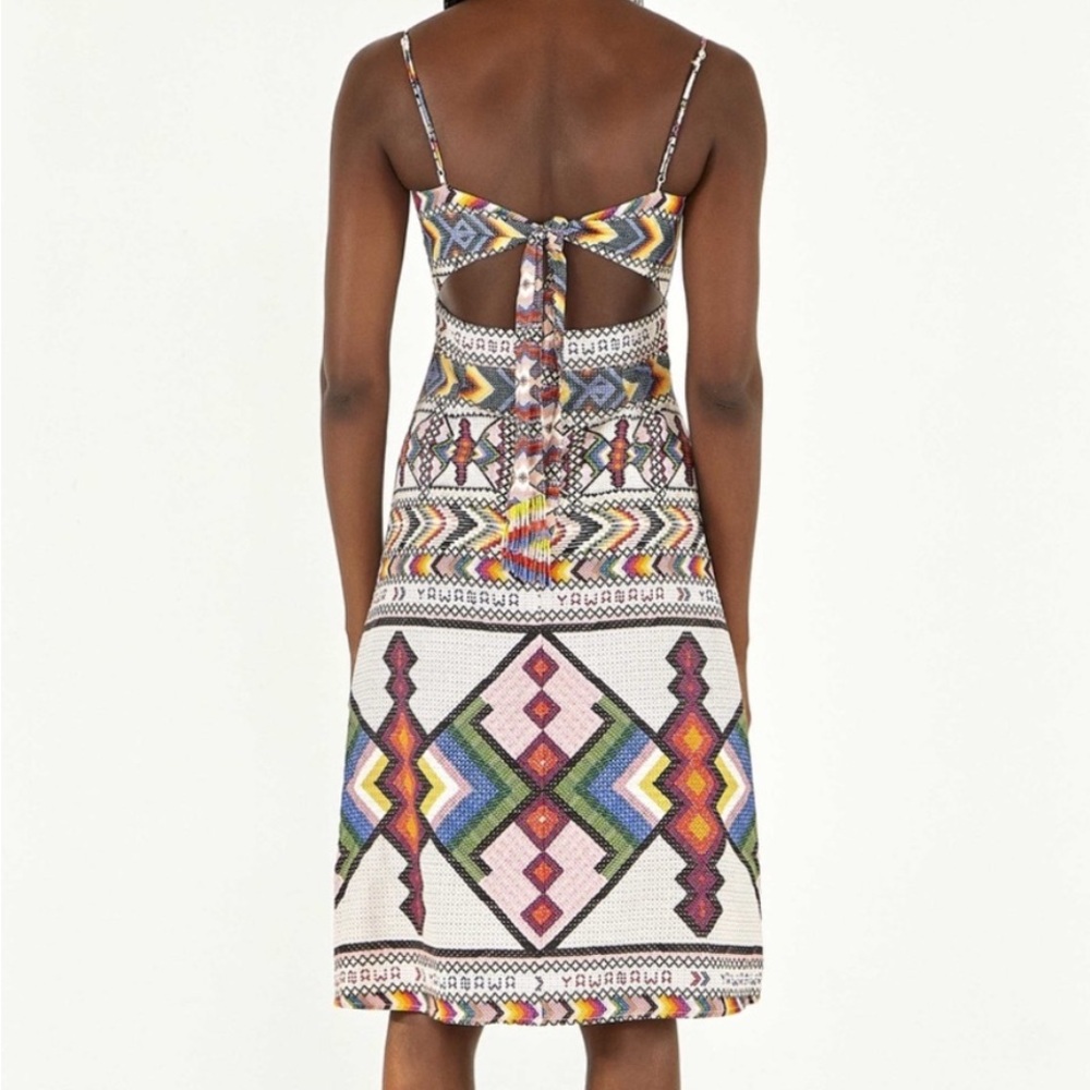 FARM Rio Tribal-Print Multicolor Midi Dress with Rope Tie - Picture 2 of 5